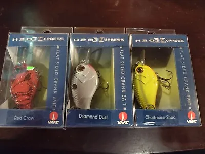 FLAT SIDED CRANK BAIT 3'-5' Depth Lure Red Craw/Diamond Dust/Shad H2O Xpress NEW • $7.99