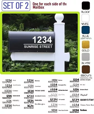 SET OF 2  CUSTOM PERSONALIZED VINYL MAILBOX NUMBERS Street DECAL (Model 18) • $9.74