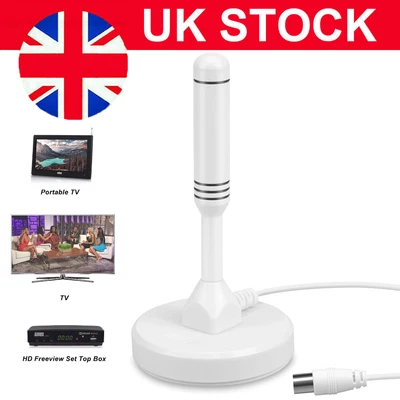UK Best Portable TV Magnetic HD Freeview Aerial DAB/FM Indoor Outdoor Ariel • £9.92