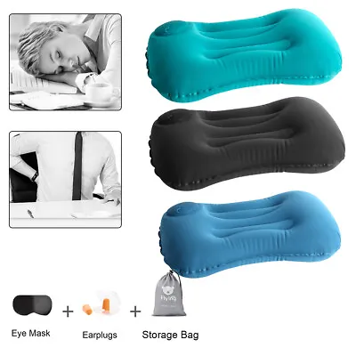 Travel Pillow Inflating Pillow Camping Beach Press Inflate Ultralight Folding • £6.39