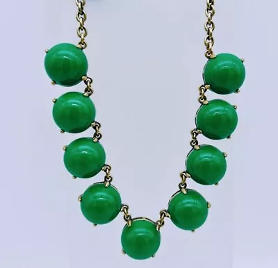 J.CREW  Necklace 20.5  Bubble Dot Green Moon Dome Gold Tone Chain Lobster Clasp • $22