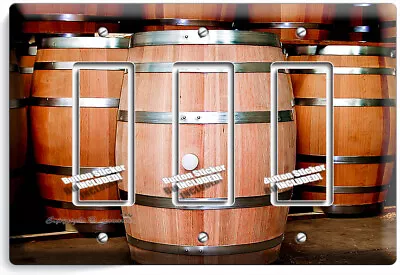New Oak Wood Wine Barrels Italian Winery Cellar 3 Gfci Light Switch Plates Decor • $24.17