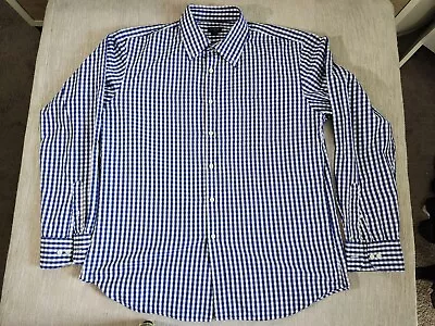 J Crew Shirt Men's XL Blue White Check Plaid Tailored Fit Long Sleeve Button Up • $13.99
