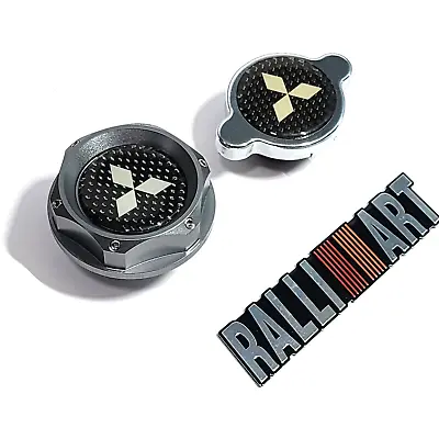 Gunmetal Carbon Fiber Oil Cap + Radiator Cap For 08-15 Mitsubishi Lancer Evo X • $36.95