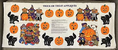 $6.99 • Buy Vintage Cranston Fabric Panel Trick Or Treat Appliqué Halloween Black Cats Bears