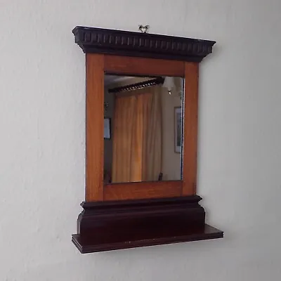 £50 • Buy Antique Vintage Victorian Wall Mirror With Shelf Carved Mahogany Frame Hall