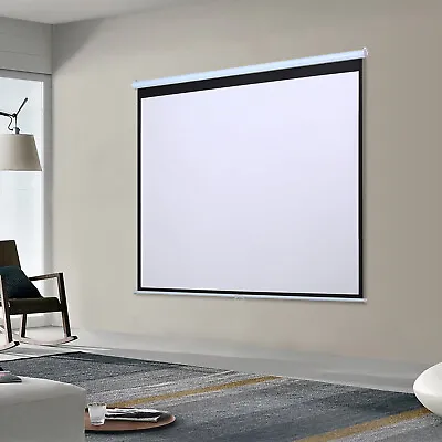 72-Inch Pull Down Projector Screen Multi-point Hanging Wall Home Cinema Schools • £38.99