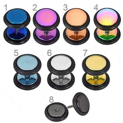 Titanium Anodised Fake Ear Plug Surgical Steel Illusion Cheater Stretcher Taper • £2.99