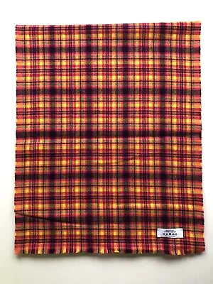 £34.99 • Buy 100% Pure Cashmere Woven Yellow Pink Purple Check Extra Wide Scarf / Half Stole