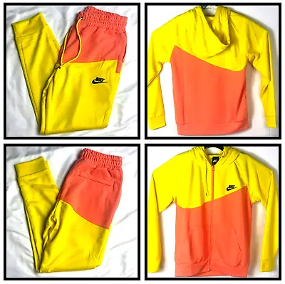 Nike Men's Fleece Sweat Suit Jacket/Joggers Outfit Pink/Yellow • $88