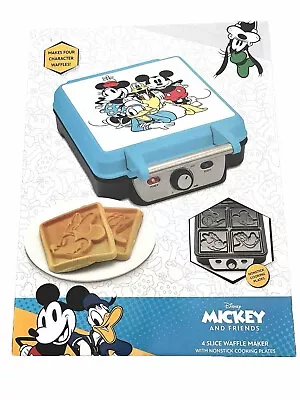 Disney Mickey And Friends 4 Slice Waffle Maker Nonstick Cooking Plates New • $31.59