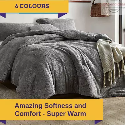 $39 • Buy Ramesses Teddy Fleece Quilt Cover Set | Ultra Warm Bedding Cover Soft Fluffy