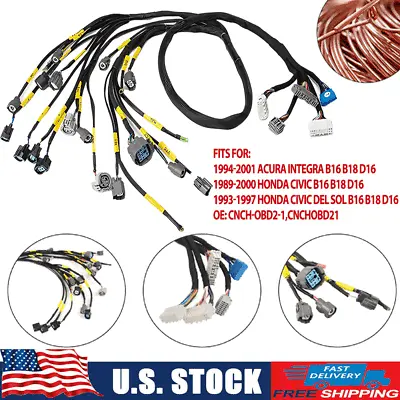 Tucked Engine Wiring Harness Replacement For Honda Civic Integra B16 B18 D16 • $83.99