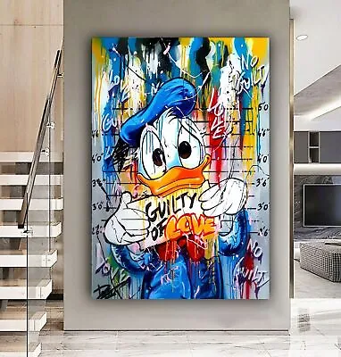 Banksy  Style  Donald Duck  Abstract Graffiti  Art Canvas Wall Art Picture Print • £12.74