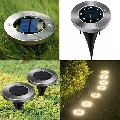 8 LED Solar Power Buried Lights Outdoor Garden Underground Waterproof Disk Lamp • $10.07