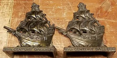 (VTG) Weildlich Bros 16th Century Galleon Ship Bookends Bronze USA (WB) #650 • $23.99