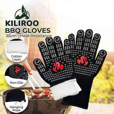 Kiliroo BBQ Grill Gloves Fireproof 800℃ Extreme Heat Resistant Silicone Non-Slip • $16.45