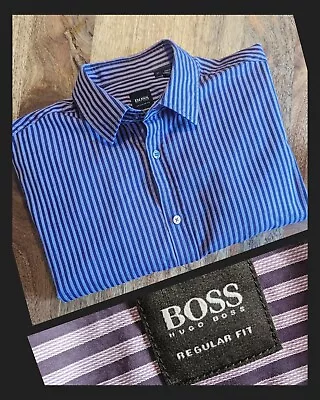 HUGO BOSS Medium Purple Stripe Shirt • $21.99