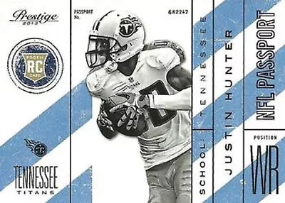 $1.25 • Buy 2013 Prestige NFL Passport #12 Justin Hunter Tennessee Titans