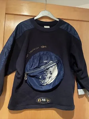 Designer Sweatshirt Mini Man Space Moon Boys Navy Blue Sweatshirt Age 6 • £8.49