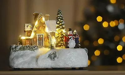 Christmas Village LED Decoration Light Up Scene Animated Snowman Frosty Xmas • £18.99