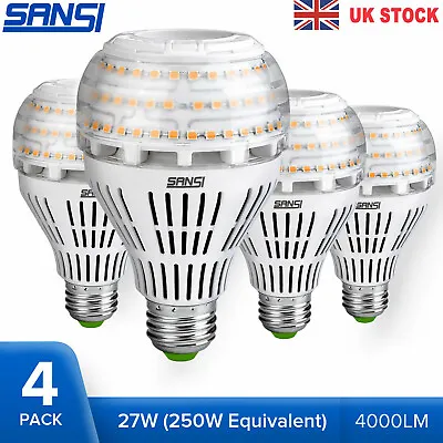 2/4Pack SANSI LED Light Bulb 27W (250W Equiva)3000K Warm White Lighting Lamp A21 • £27.99