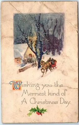Unposted Vintage Christmas Holiday Greeting Postcard - Snow Scene Art Print • $3.46