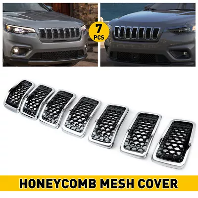 For Jeep Cherokee 2019-2022 Chrome Mesh Honeycomb Front Grille Inserts Frame • $59.99