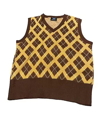 Vintage 70’s Vest Hanes Sweater Argyle Xl Grandpa Core • $22