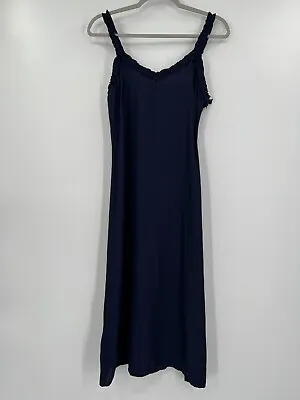 Moodie Women's Navy Blue Midi Slip Dress Ruffle Straps Sz S NWT *FLAW. READ DESC • $29.95