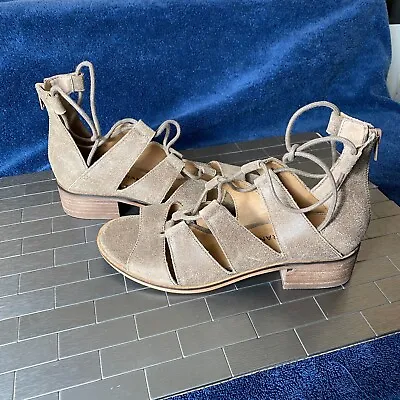 Lucky Brand Gladiator Sandals Womens Size 7M Tan Leather Lace Up Resort Strappy • $14.20