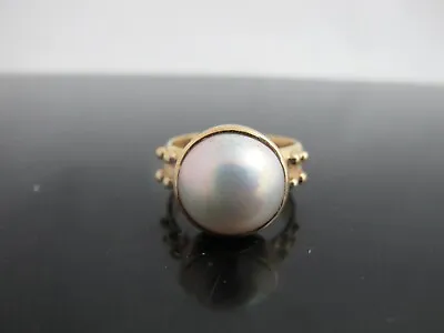 Chunky Beaded 14k Yellow Gold MABE PEARL Ring • $450