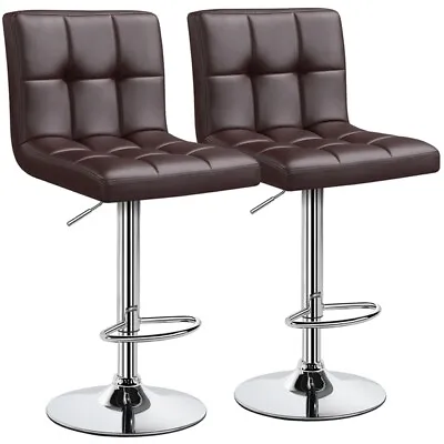 2pcs Adjustable Modern Swivel Office Barstools With With Backrest PU Leather • $62.99