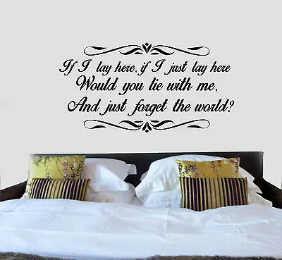 SNOW PATROL IF I LAY HERE- Song Lyrics Quote Love Wall Art Decal Sticker NEW • £8.99