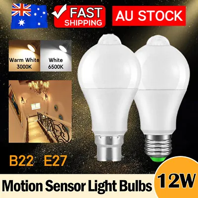 E27 B22 PIR Sensor Motion LED Light Bulb 12W 15W Globe Home Lamp 110V-220V • $6.49