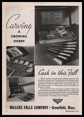 1935 Millers Falls Co Greenfield Massachusetts Carving Tool Set Vintage Print Ad • $19.95