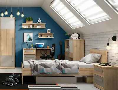 £1034.95 • Buy Children's Bedroom Furniture Set 8 Pcs Storage Oak Effect White Gloss Grey Namek