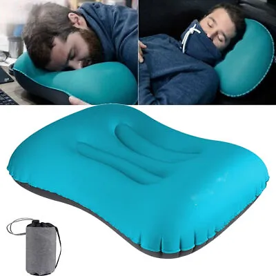 Ultralight Inflating Pillow Camping Beach Travel Pillow Press Inflate Folding UK • £8.90