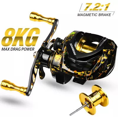 1pcs 3+1BB Metal Fishing Reel Baitcasting 7.2:1 Baitcaster Saltwater L/R Hand • $93.64