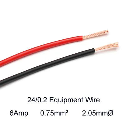 Hook Up Equipment Wire Cable 24/0.2mm Stranded Core 0.75mm2 1000V  2.05mmØ 6Amp  • £1.99