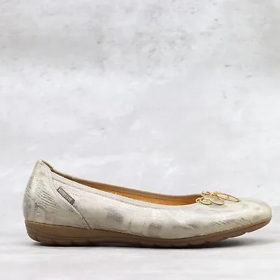 Mephisto Emilie Womens Size 9 US Camel Beige Metallic Leather Ballet Flats Shoes • $44.33