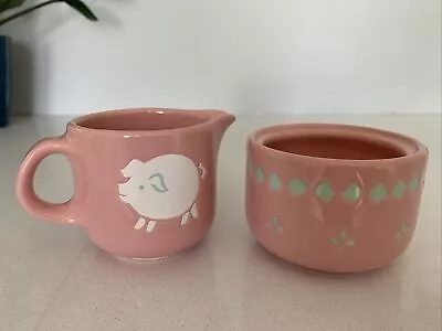 Vintage German Waechstersbach Pink Pig Creamer Pitcher And Sugar Bowl Rare • $35