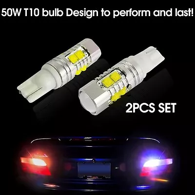 2 X White T10 50W CREE High Power LED Projector Lens Reverse Backup Light 921 • $14.05