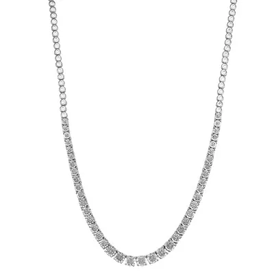 0.33 CTTW. Bezel Set Sterling Silver Miracle Plated Diamond Tennis Necklace • $142.49