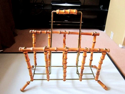 £18 • Buy Lovely Bamboo And Metal Mid Century Magazine Rack. Vgc