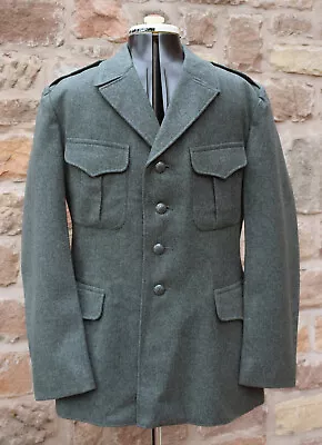 VINTAGE 40S SWISS ARMY FITTED WOOL TUNIC Jacket Coat Hunting Shooting Swedish • £35