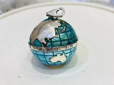 Thomas Sabo Large Heavy Blue Enamel World Globe Map Clip On Pendant Retired Rare • $135