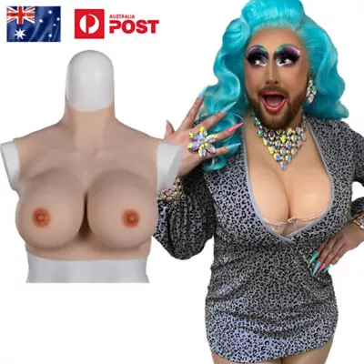 Silicone Crossdresser Breast Forms Breastplates Drag Queen Fake Boobs C-G Cup • $71.52