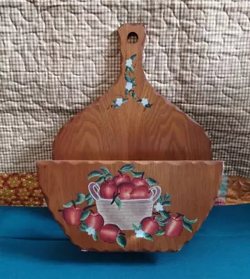 Vintage 80's Cottage Core Hand Painted Kitchen Towel Holder Granny Chic Apples • $34