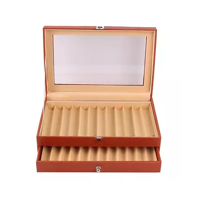 24 Slots Wooden Pen Display Storage Box Luxury 2 Layer PU Pen Case Fountain7108 • $62.99